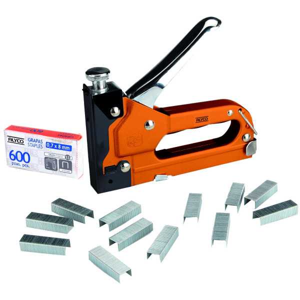 Grapadora manual con 600 grapas ALYCO ORANGE