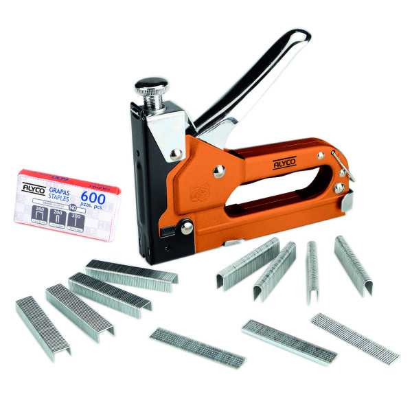 Grapadora manual 3 en 1 con 600 grapas ALYCO ORANGE