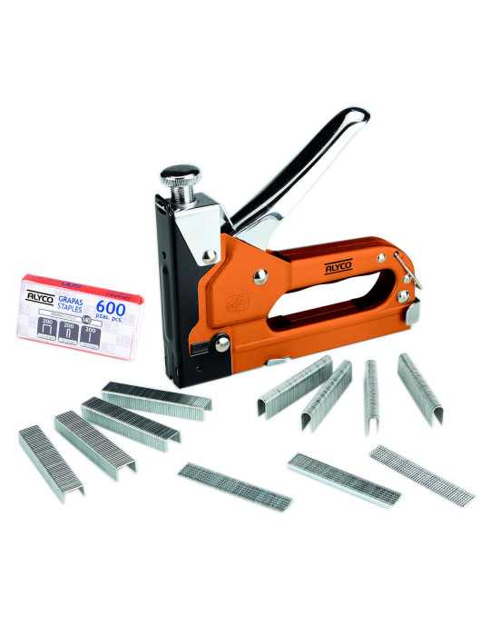 Grapadora manual 3 en 1 con 600 grapas ALYCO ORANGE