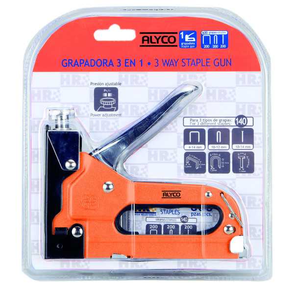 Grapadora manual 3 en 1 con 600 grapas ALYCO ORANGE