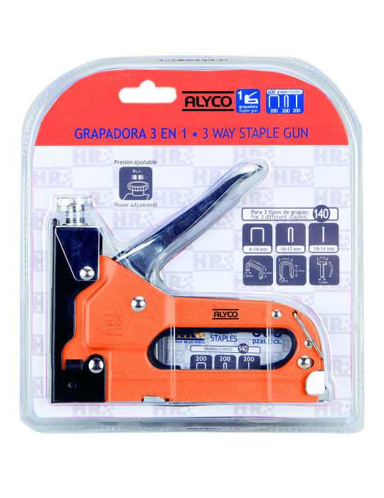 Grapadora manual 3 en 1 con 600 grapas ALYCO ORANGE