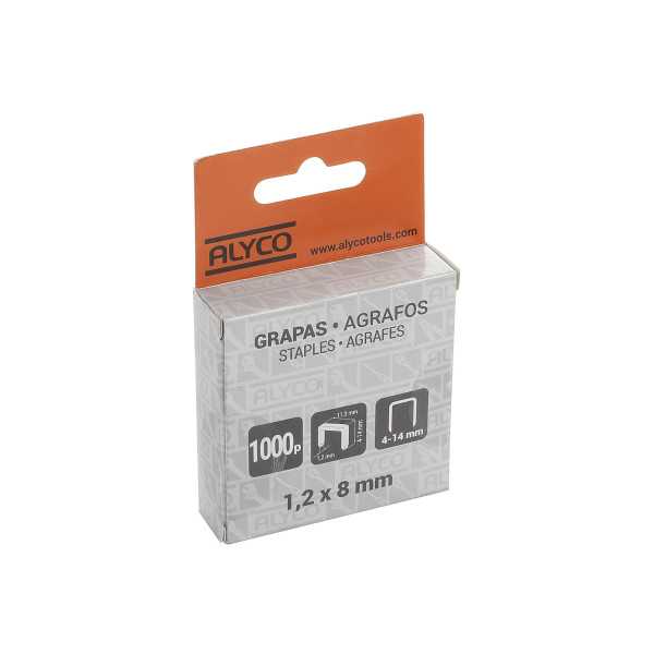 Caja 1000 grapas tipo U para grapadora ALYCO ORANGE